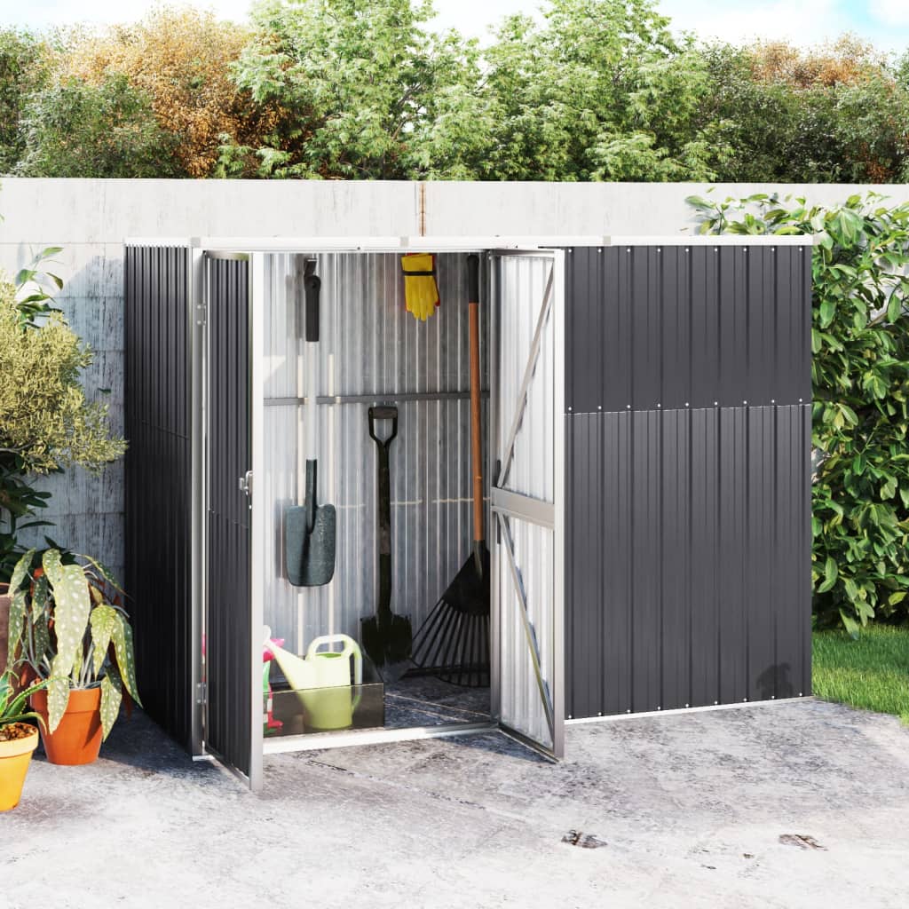 vidaXL Tool Shed Garden Outdoor Storage Shed Tool Organizer Galvanized Steel-5