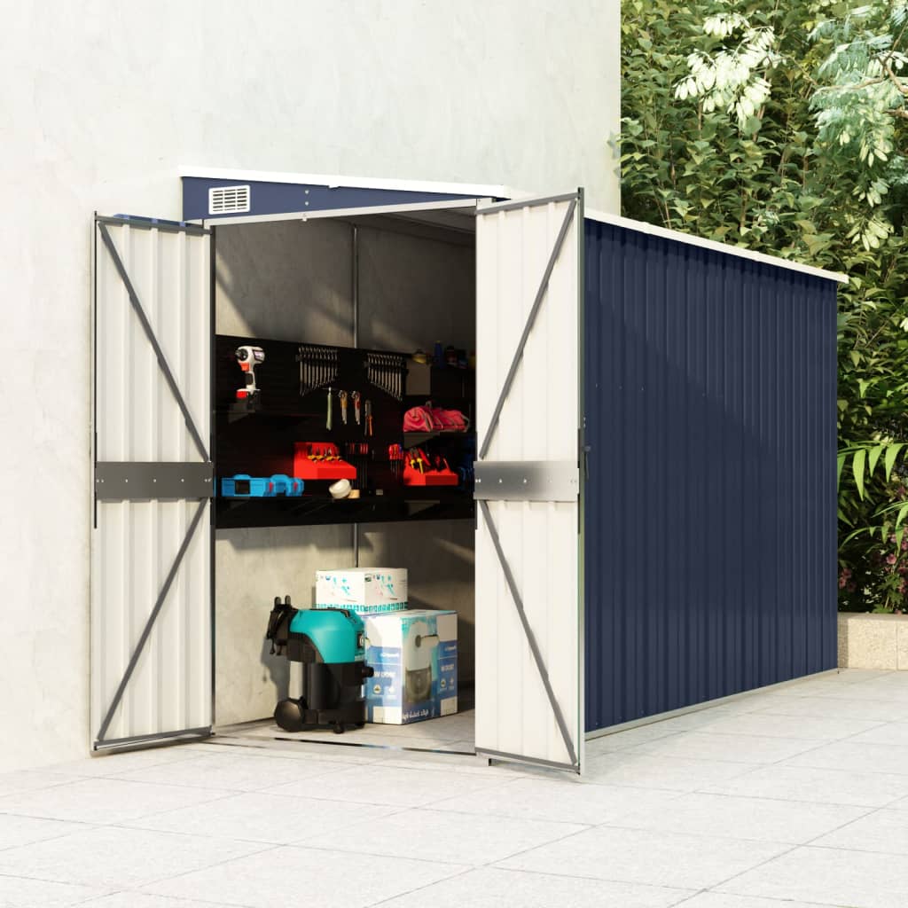 vidaXL Storage Shed Wall-mounted Garden Shed for Backyard Galvanized Steel-6