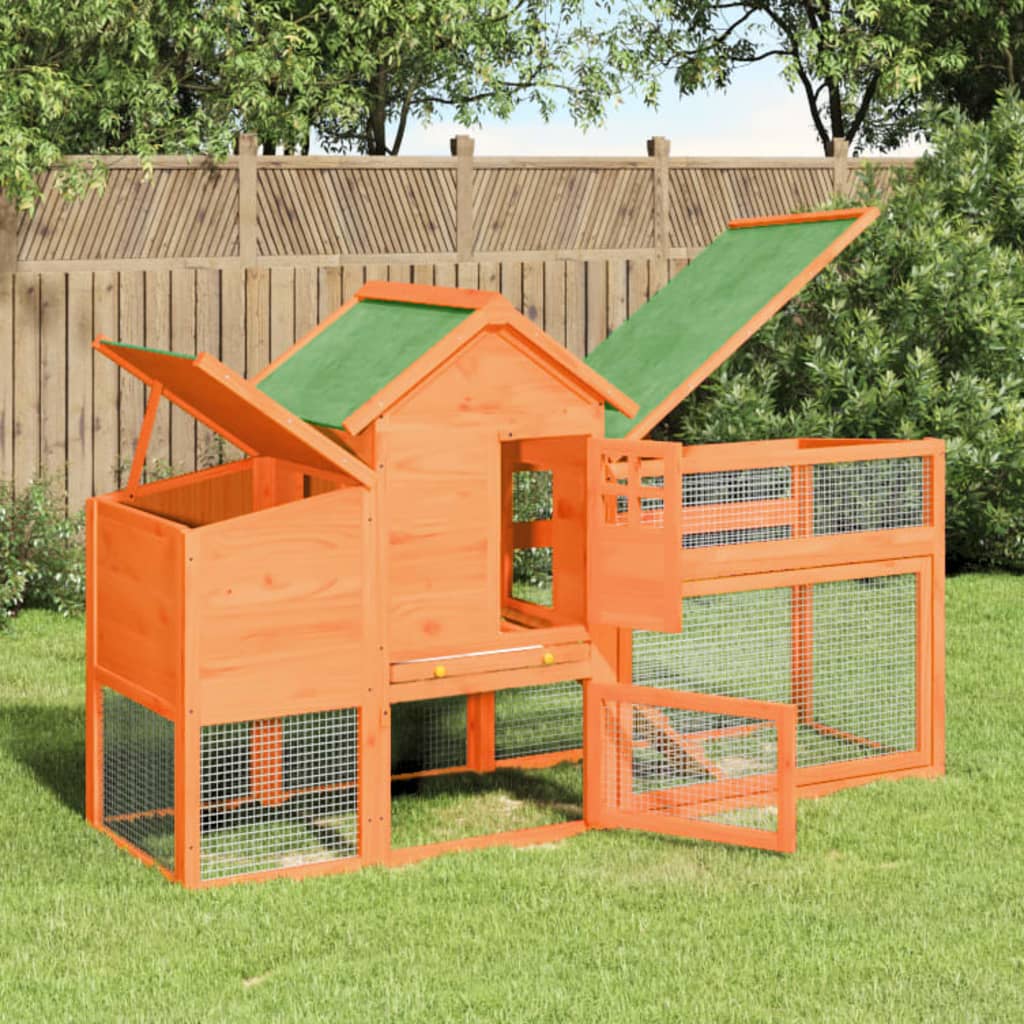 vidaXL Chicken Coop Brown 73.4"x23"x44.5" Solid Wood Pine-5