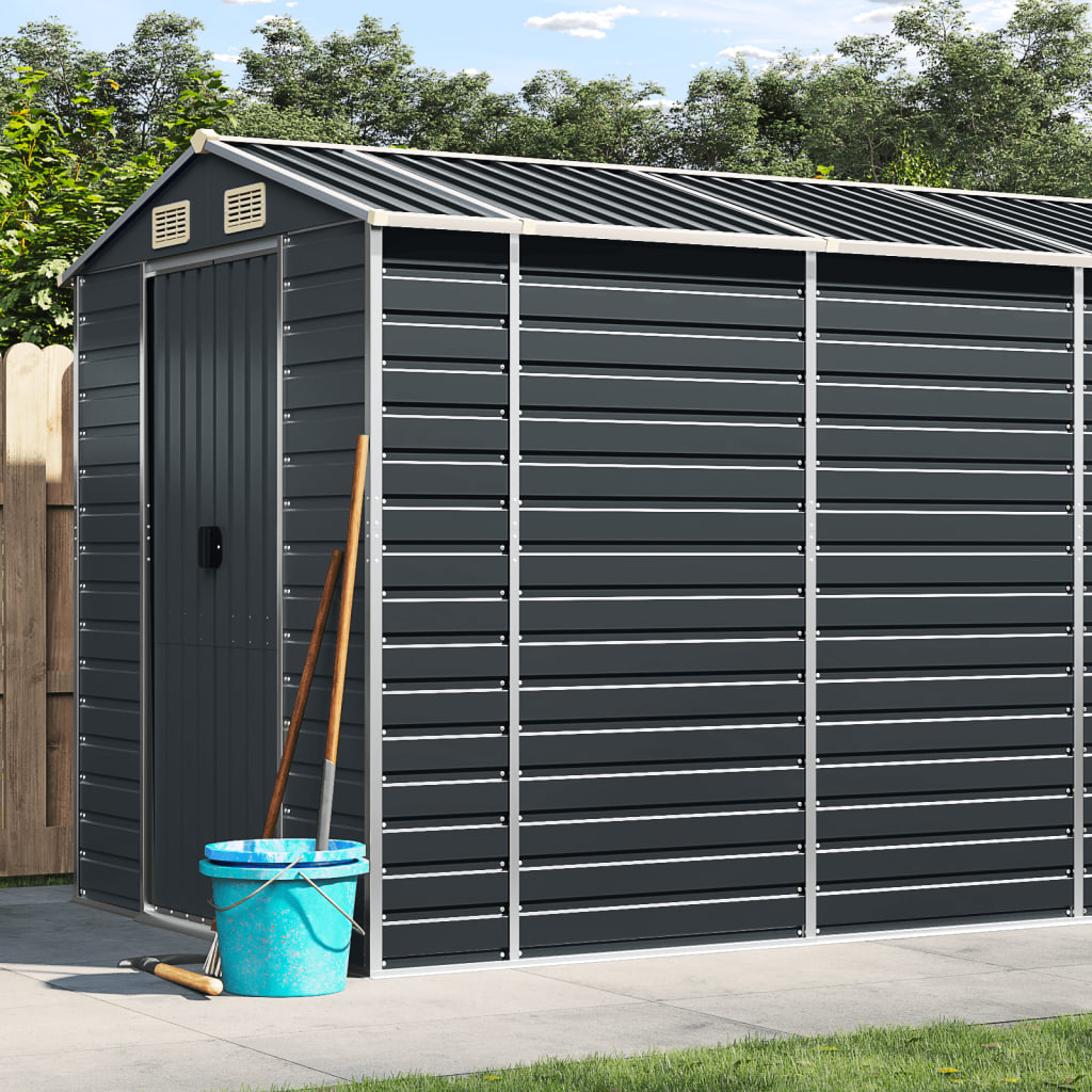 vidaXL Garden Shed Metal Outdoor Storage Shed Anthracite Galvanized Steel-0