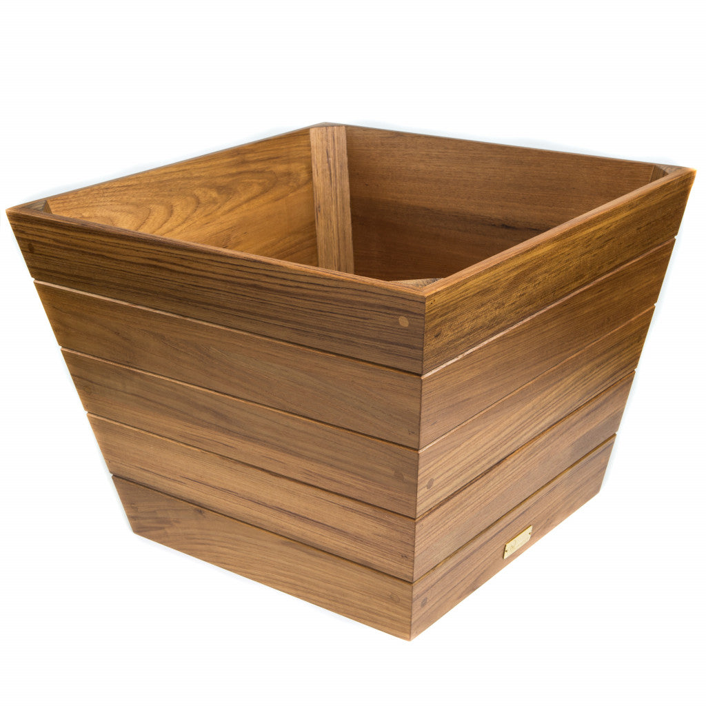 19" Brown Wood Indoor Outdoor Square Planter Box-1