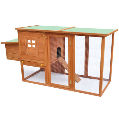 vidaXL Chicken Coop and Run Hen House with Nesting Box and Ramp Solid Wood-1