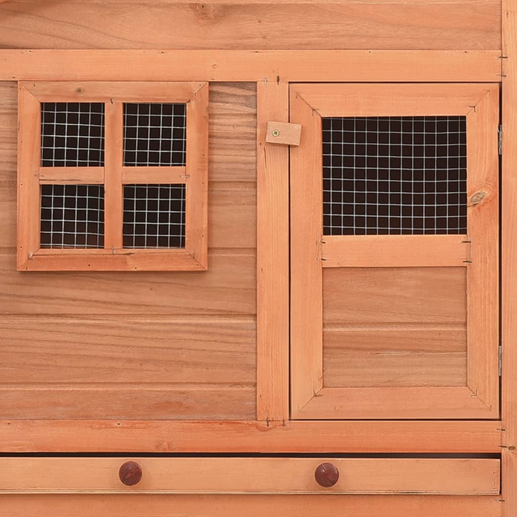 vidaXL Chicken Coop and Run Hen House with Nesting Box Pen Solid Fir Wood-4