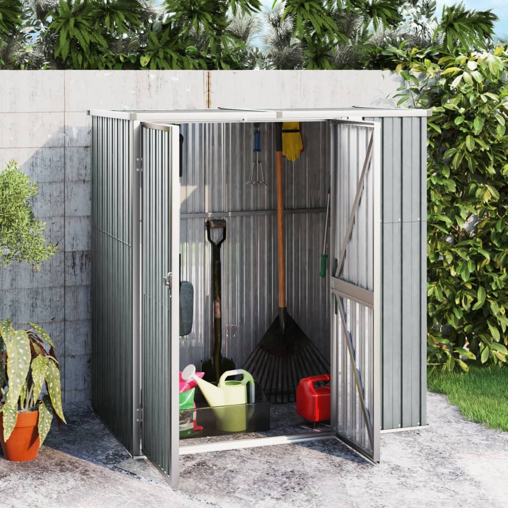 vidaXL Tool Shed Garden Outdoor Storage Shed Tool Organizer Galvanized Steel-9