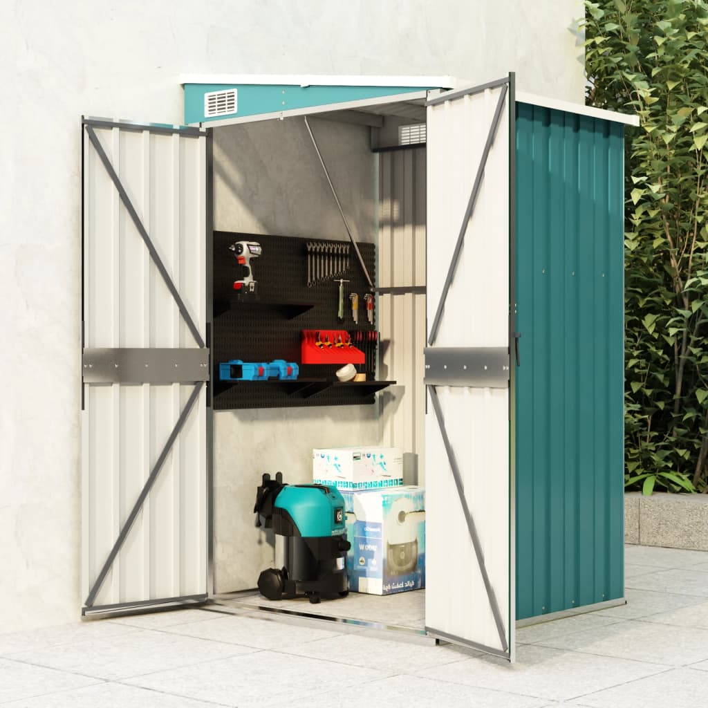 vidaXL Storage Shed Wall-mounted Garden Shed for Backyard Galvanized Steel-16