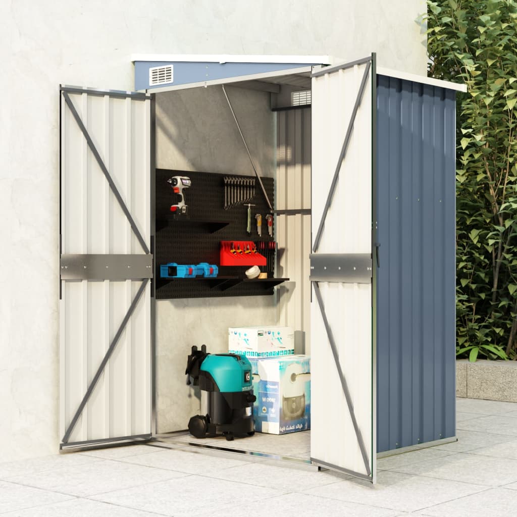 vidaXL Storage Shed Wall-mounted Garden Shed for Backyard Galvanized Steel-12
