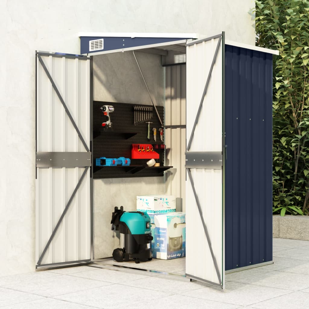 vidaXL Storage Shed Wall-mounted Garden Shed for Backyard Galvanized Steel-7