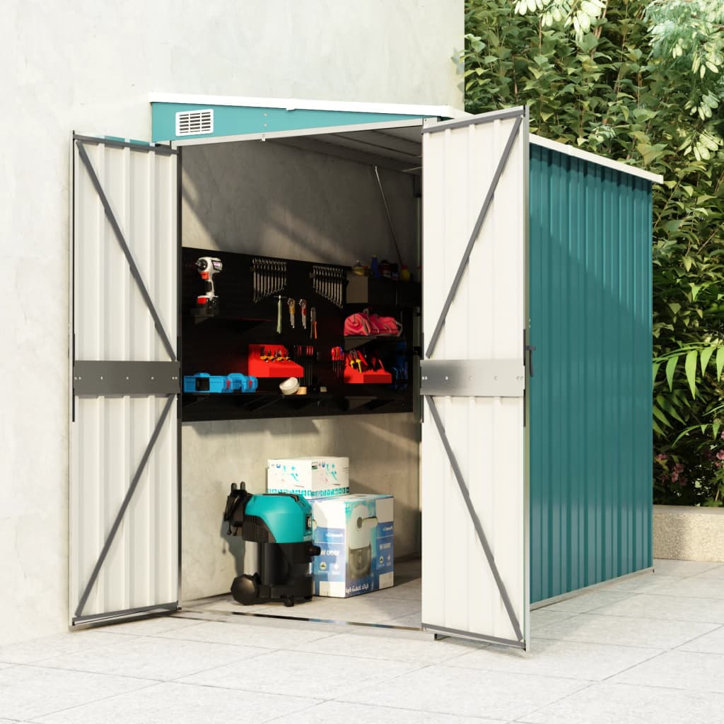 vidaXL Storage Shed Wall-mounted Garden Shed for Backyard Galvanized Steel-14