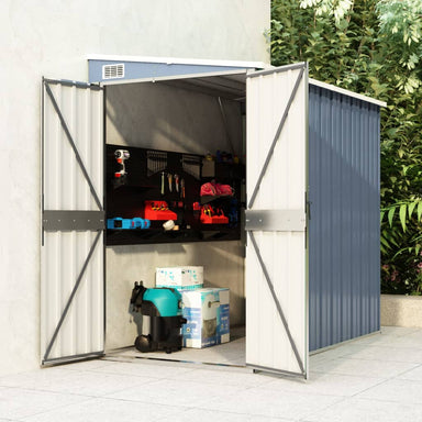 vidaXL Storage Shed Wall-mounted Garden Shed for Backyard Galvanized Steel-10