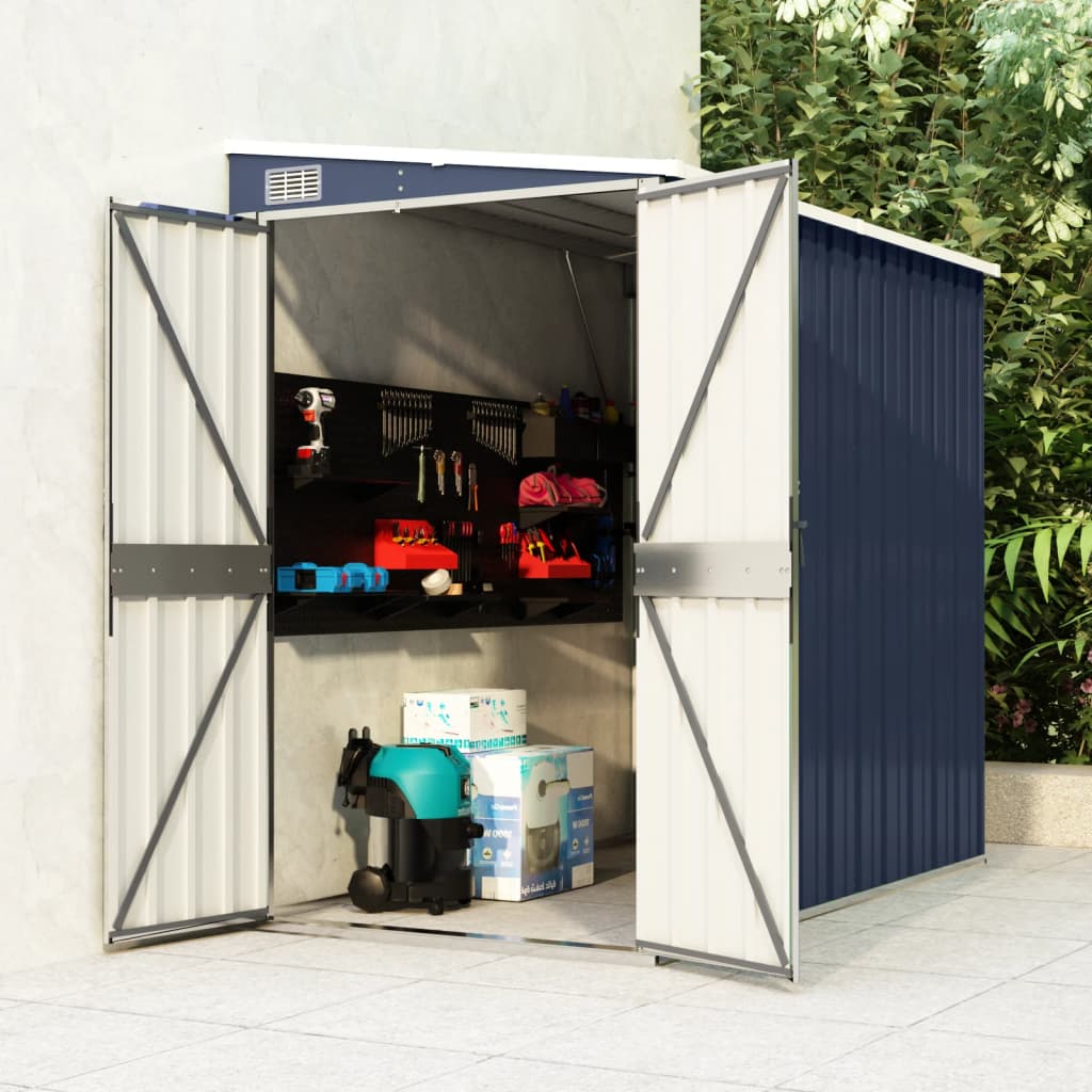 vidaXL Storage Shed Wall-mounted Garden Shed for Backyard Galvanized Steel-8