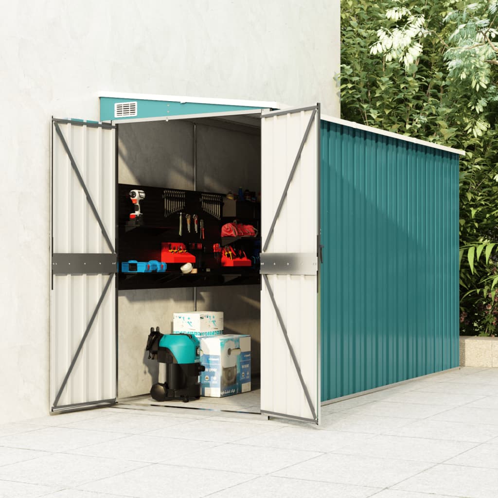 vidaXL Storage Shed Wall-mounted Garden Shed for Backyard Galvanized Steel-15
