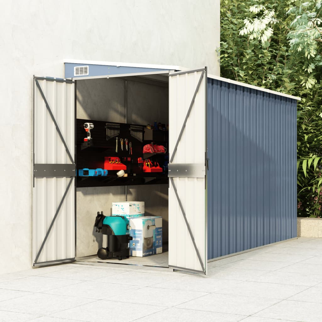 vidaXL Storage Shed Wall-mounted Garden Shed for Backyard Galvanized Steel-9
