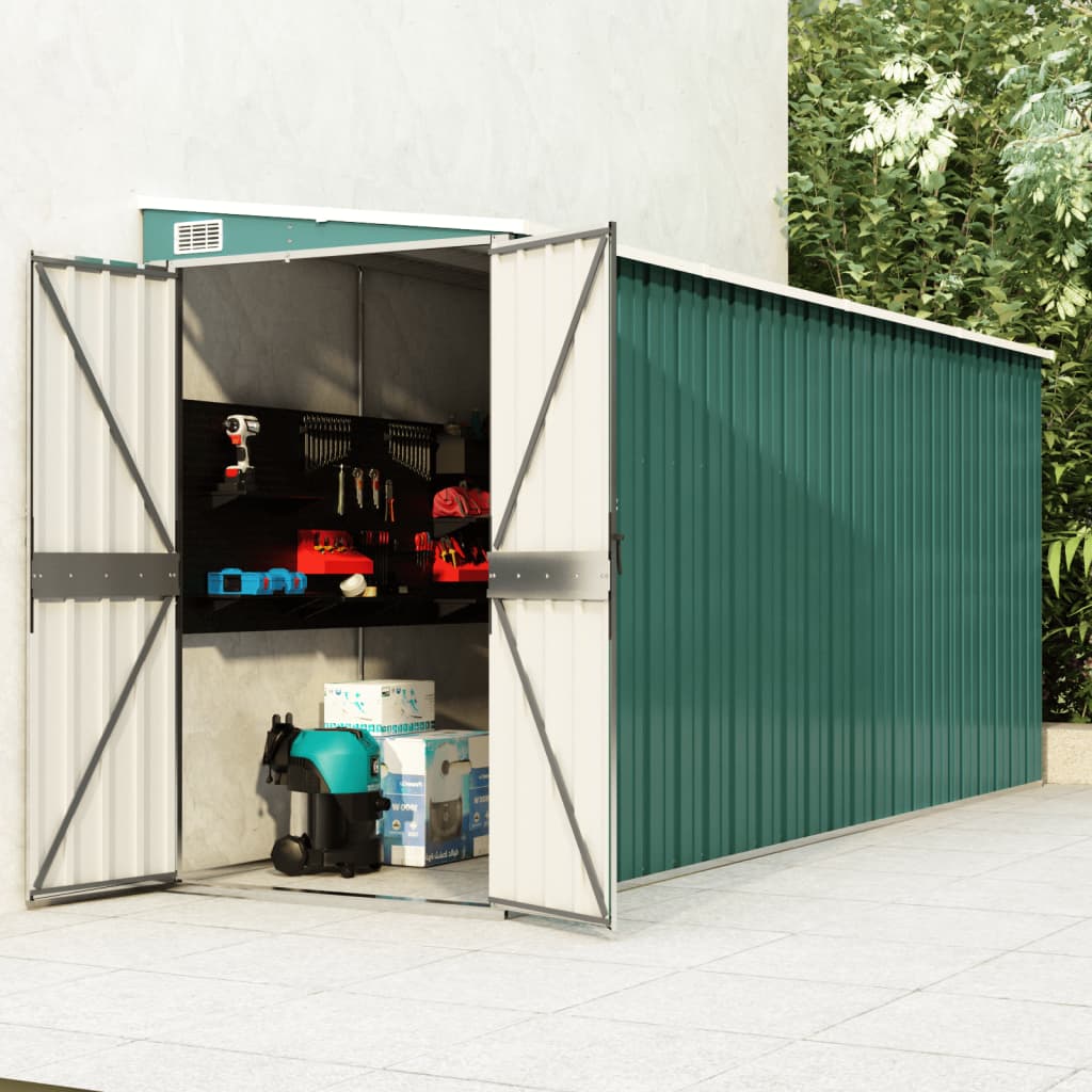 vidaXL Storage Shed Wall-mounted Garden Shed for Backyard Galvanized Steel-13