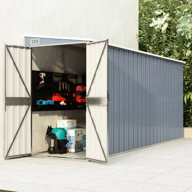 vidaXL Storage Shed Wall-mounted Garden Shed for Backyard Galvanized Steel-11