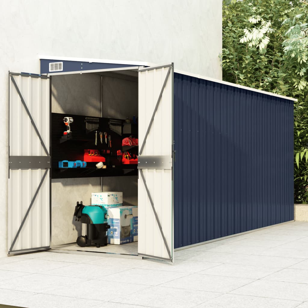 vidaXL Storage Shed Wall-mounted Garden Shed for Backyard Galvanized Steel-5