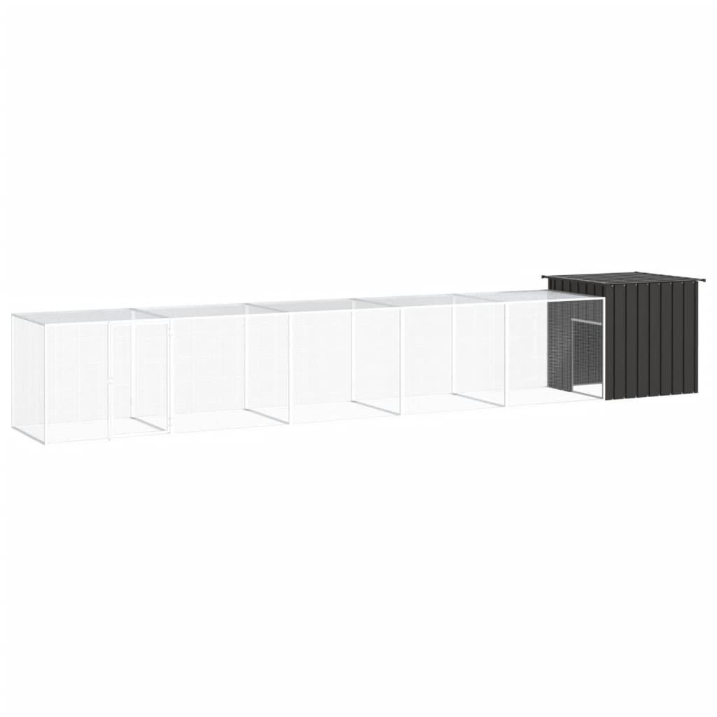 vidaXL Chicken Coop Multipurpose Chicken House with Mesh Cage Galvanized Steel-0