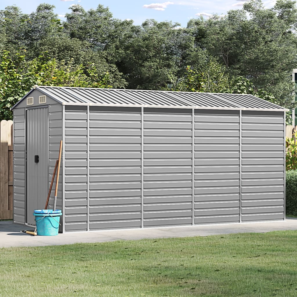 vidaXL Garden Shed Metal Outdoor Storage Shed Anthracite Galvanized Steel-16