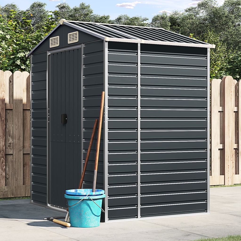 vidaXL Garden Shed Metal Outdoor Storage Shed Anthracite Galvanized Steel-5