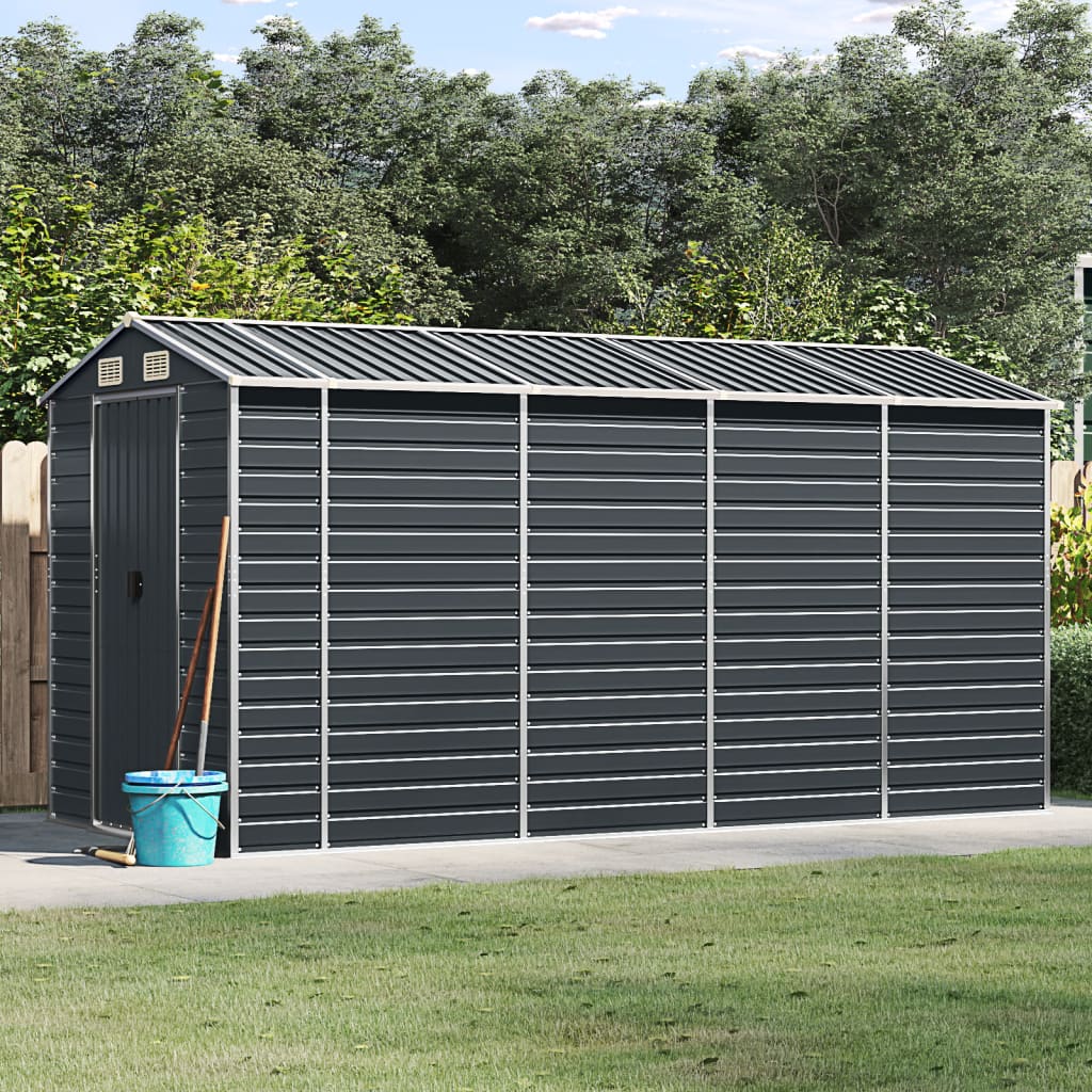 vidaXL Garden Shed Metal Outdoor Storage Shed Anthracite Galvanized Steel-11