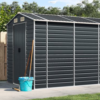 vidaXL Garden Shed Metal Outdoor Storage Shed Anthracite Galvanized Steel-0