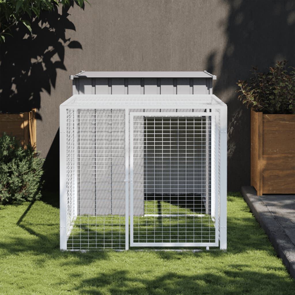vidaXL Chicken Cage with Run Metal Chicken Coop Animal House Galvanized Steel-12