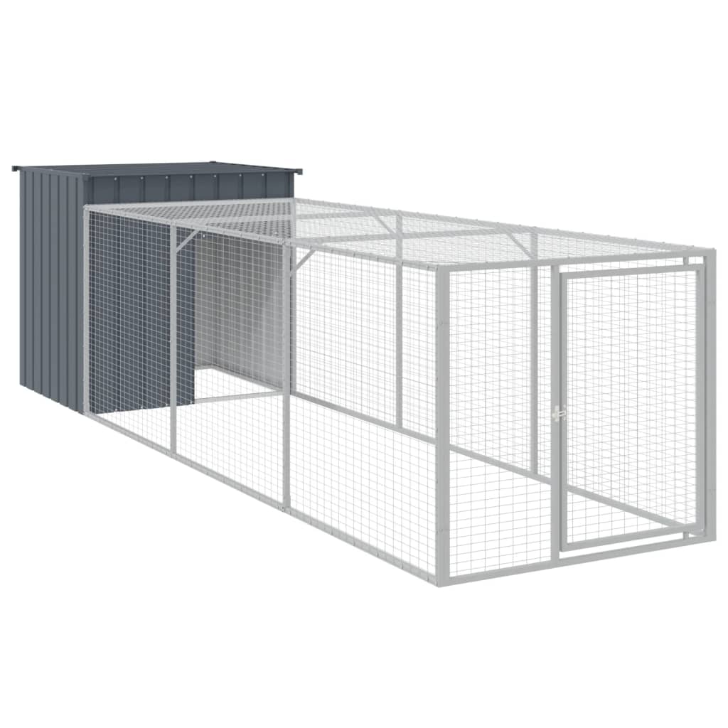 vidaXL Chicken Cage with Run Metal Chicken Coop Animal House Galvanized Steel-1