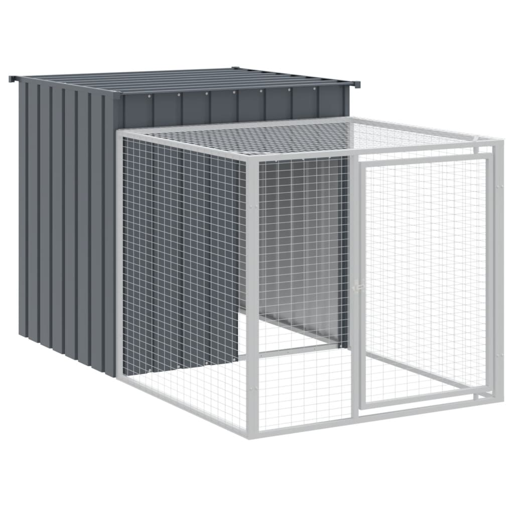 vidaXL Chicken Cage with Run Metal Chicken Coop Animal House Galvanized Steel-3