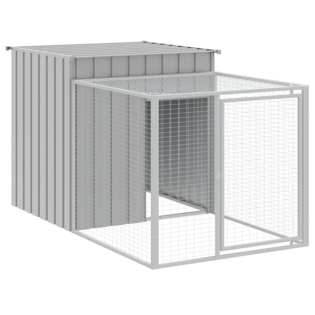 vidaXL Chicken Cage with Run Metal Chicken Coop Animal House Galvanized Steel-2