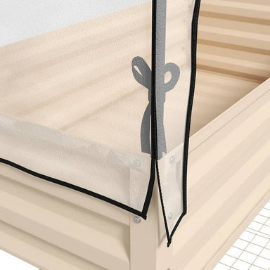 Cream Elevated Metal Raised Garden Bed w/ Greenhouse Cover-1