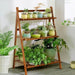Farmhouse Indoor/Outdoor 3 Tier Folding Plant Stand Planter Shelving Unit-1