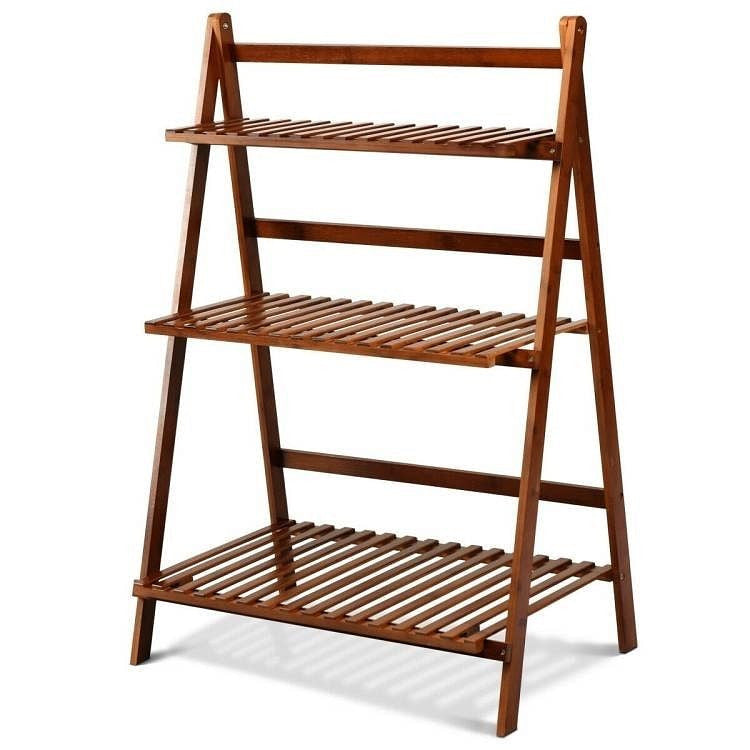Farmhouse Indoor/Outdoor 3 Tier Folding Plant Stand Planter Shelving Unit-2