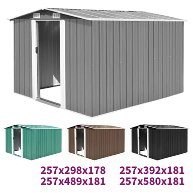 vidaXL Outdoor Storage Shed Garden Shed Metal Storage Backyard Patio Shed Gray-0